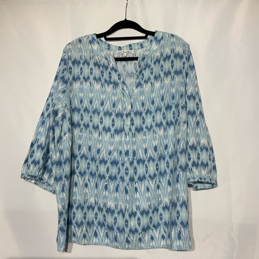 Ava Christine Linen Blend Pullover Top